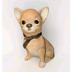 Vintage Chihuahua Dog Tan Fawn Sculpture Figure 1986 Sandicast SIGNED S. Brue